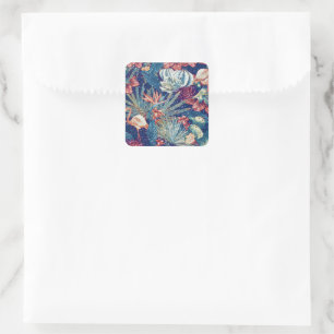 Retro Snowy Tropical Flamingo Paradise Watercolor Square Sticker