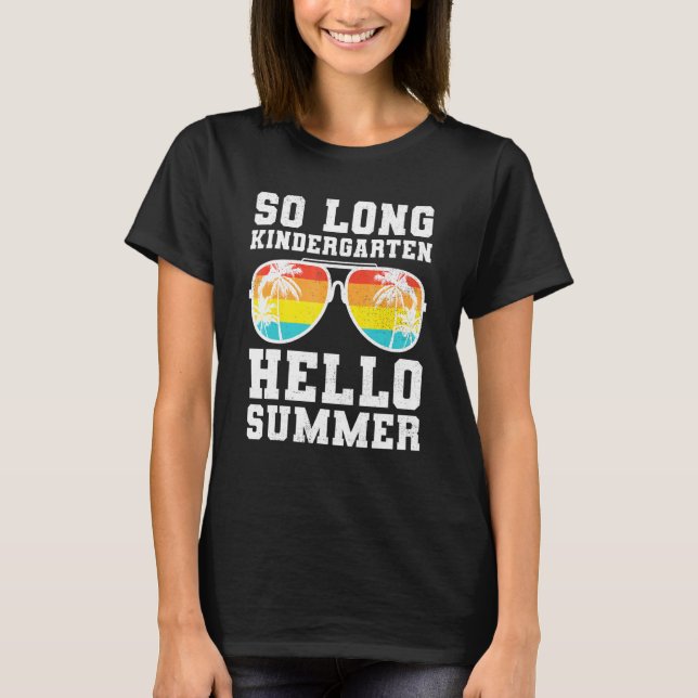 Retro So Long Kindergarten Hello Summer Teacher St T-Shirt (Front)