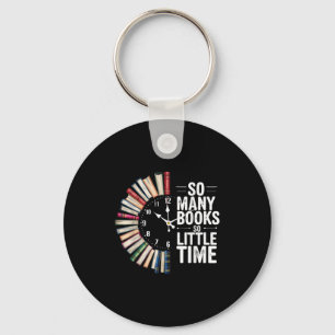Retro So Many Books Little Time Book Clock Reading Key Ring