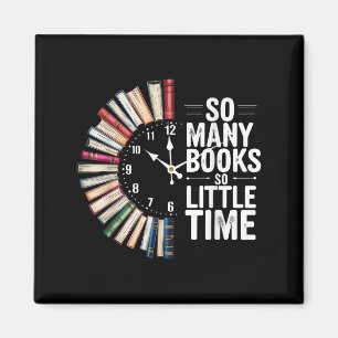 Retro So Many Books Little Time Book Clock Reading Magnet