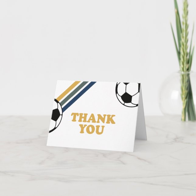 Retro Soccer Birthday Thank You  Card (Front)