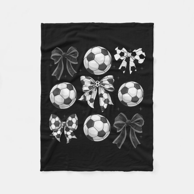 Retro Soccer Bow,game Day,coquette Soccer Mum,mama Fleece Blanket (Front)