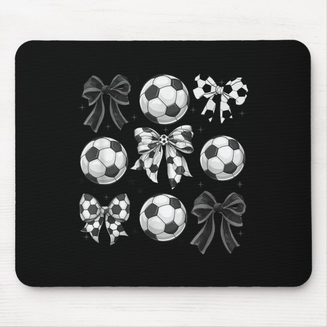 Retro Soccer Bow,game Day,coquette Soccer Mum,mama Mouse Pad (Front)
