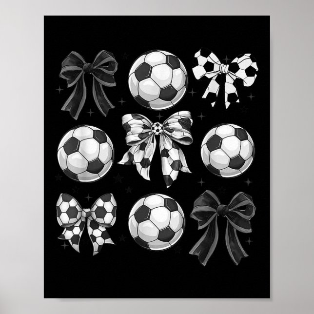 Retro Soccer Bow,game Day,coquette Soccer Mum,mama Poster (Front)