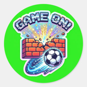 Retro Soccer Brick Smash Sparkle Hat - 2026 Gaming Classic Round Sticker