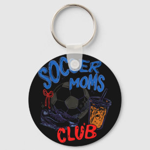 Retro soccer moms club iced coffee sports mum key ring