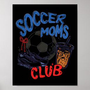 Retro Soccer Moms Club Iced Coffee Sports Mum Moth Poster