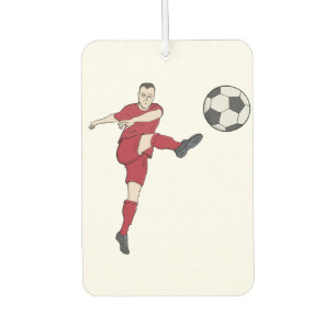 Retro Soccer Player Kicking Ball Volley Action Gra Car Air Freshener