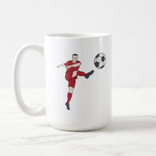 Retro Soccer Player Kicking Ball Volley Action Gra Coffee Mug