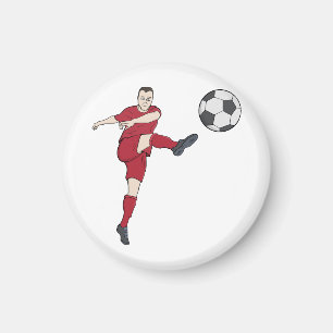 Retro Soccer Player Kicking Ball Volley Action Gra Magnet