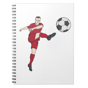 Retro Soccer Player Kicking Ball Volley Action Gra Notebook