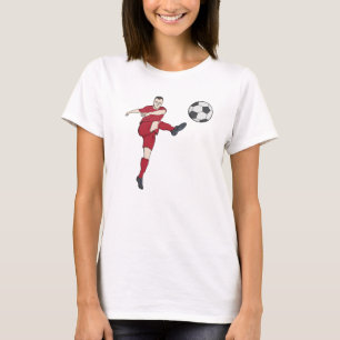 Retro Soccer Player Kicking Ball Volley Action Gra T-Shirt