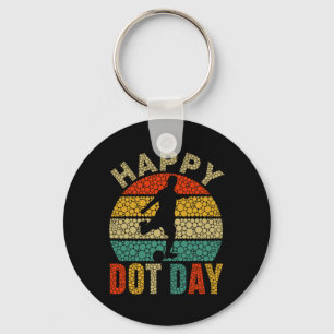 Retro Soccer Player Polka Dot Art Student Happy Do Key Ring