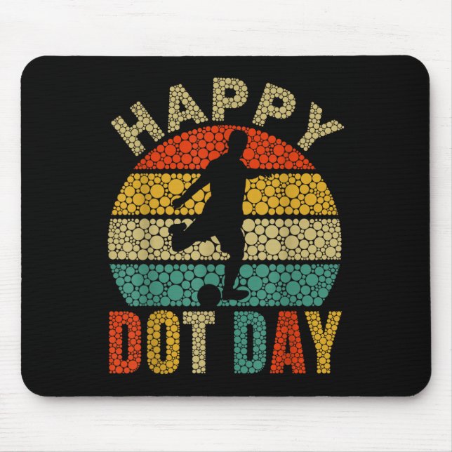Retro Soccer Player Polka Dot Art Student Happy Do Mouse Pad (Front)
