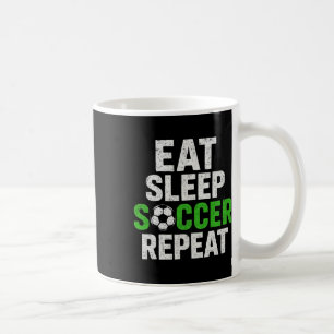 Retro Soccer Player Saying Eat Sleep Game Repeat Coffee Mug