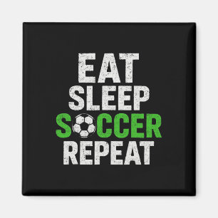 Retro Soccer Player Saying Eat Sleep Game Repeat  Magnet