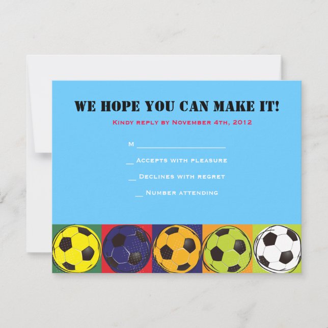 Retro SOCCER Themed Bar Bat Mitzvah Reply Card (Front)