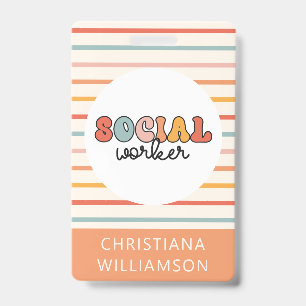 Retro Social Worker Colourful ID Badge