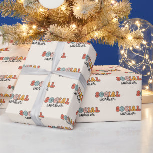 Retro Social Worker Wrapping Paper