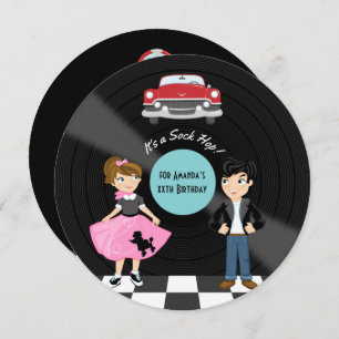 Retro Sock Hop Birthday Party Invitation