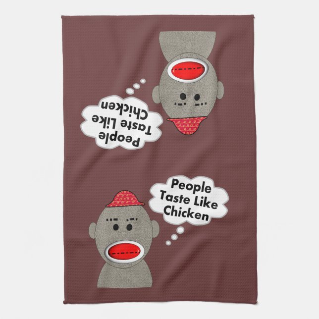 Retro Sock Monkey Kitchen Towels (Vertical)