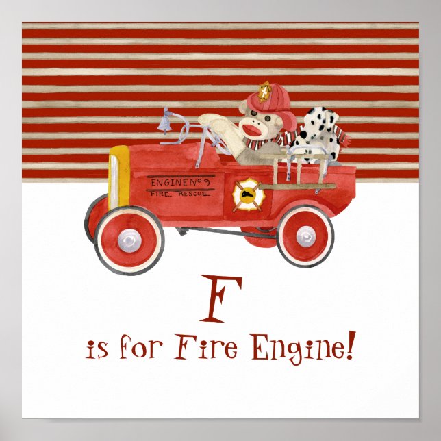 Retro Sock Monkey w Stocking Cap Baby Boy Gifts Poster (Front)