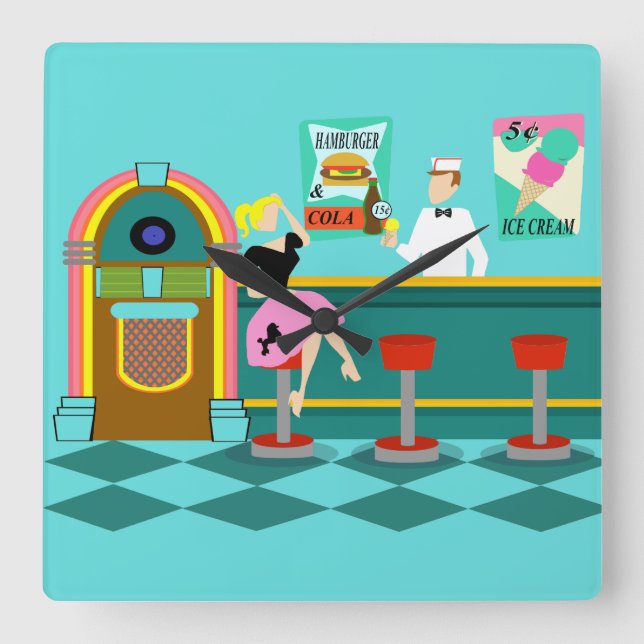 Retro Soda Fountain Acrylic Wall Clock (Front)
