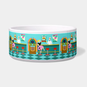 Retro Soda Fountain Ceramic Dog Bowl