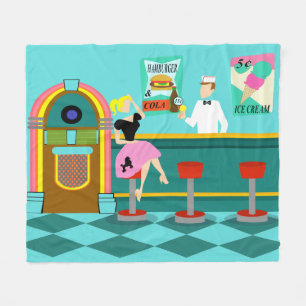Retro Soda Fountain Fleece Blanket