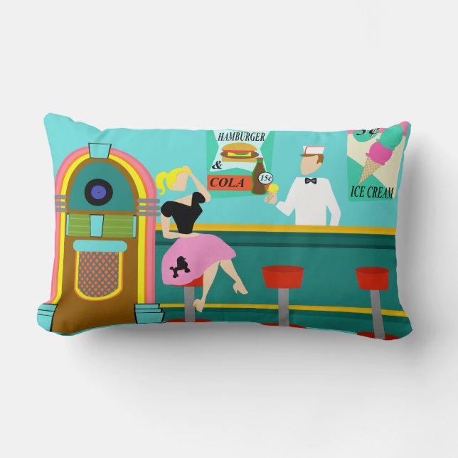 Retro Soda Fountain Lumbar Pillow (Front)