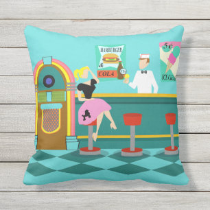 Retro Soda Fountain Outdoor Pillow