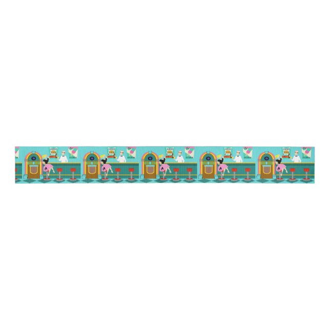 Retro Soda Fountain Ribbon Grosgrain Ribbon (Front)