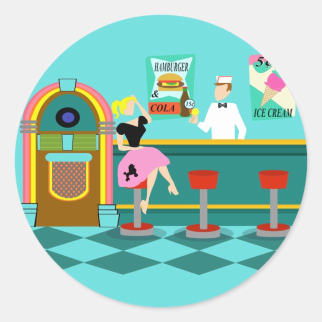 Retro Soda Fountain Stickers (Front)