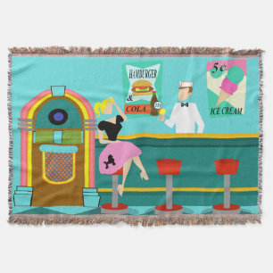 Retro Soda Fountain Throw Blanket