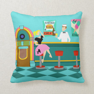 Retro Soda Fountain Throw Pillow