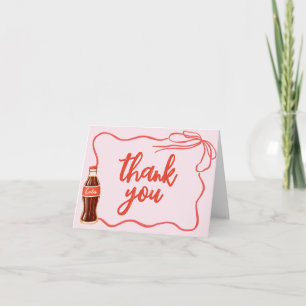 Retro Soda Pop Pink Red Baby Shower Thank You Card
