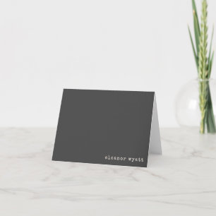 Retro Soft Black Grey Minimalist Personalised Name Note Card