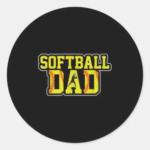Retro Softball Dad Game Day Dad Fathers Day Christ Classic Round Sticker