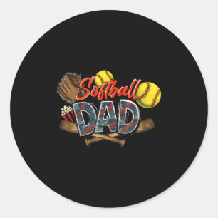 Retro Softball Dad Happy Fathers Day 2025 For Men Classic Round Sticker