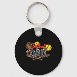 Retro Softball Dad Happy Fathers Day 2025 For Men Key Ring