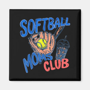 Retro softball moms club iced coffee sports mum magnet