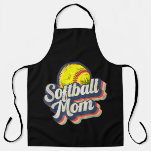 Retro Softball Mum Funny Vintage Softball Mum Apron