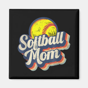 Retro Softball Mum Funny Vintage Softball Mum Magnet