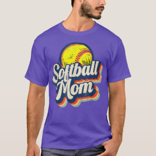 Retro Softball Mum Funny Vintage Softball Mum T-Shirt