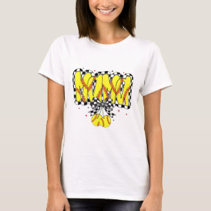 Retro Softll Mama Cherries Coquette Bow Checkered T-Shirt