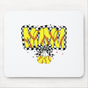 Retro Softll Mama Cherries Coquette Bow Chequered Mouse Pad