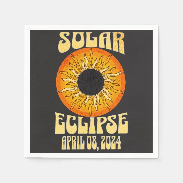 Retro solar eclipse Total Eclipse April 8, 2024  Napkin (Front)