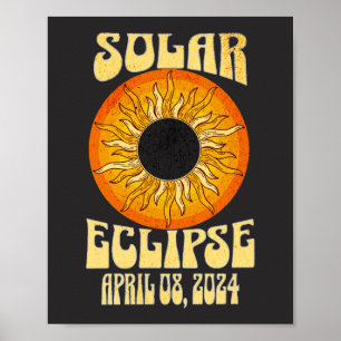 Retro solar eclipse Total Eclipse April 8, 2024  Poster
