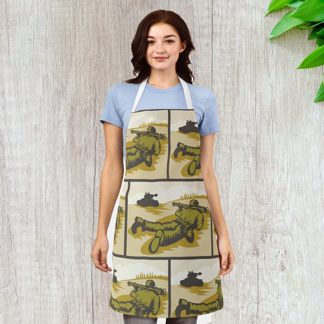 Retro Soldier And Tank Apron (Creator Uploaded)