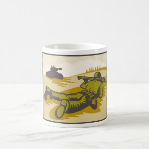 Retro Soldier And Tank Coffee Mug